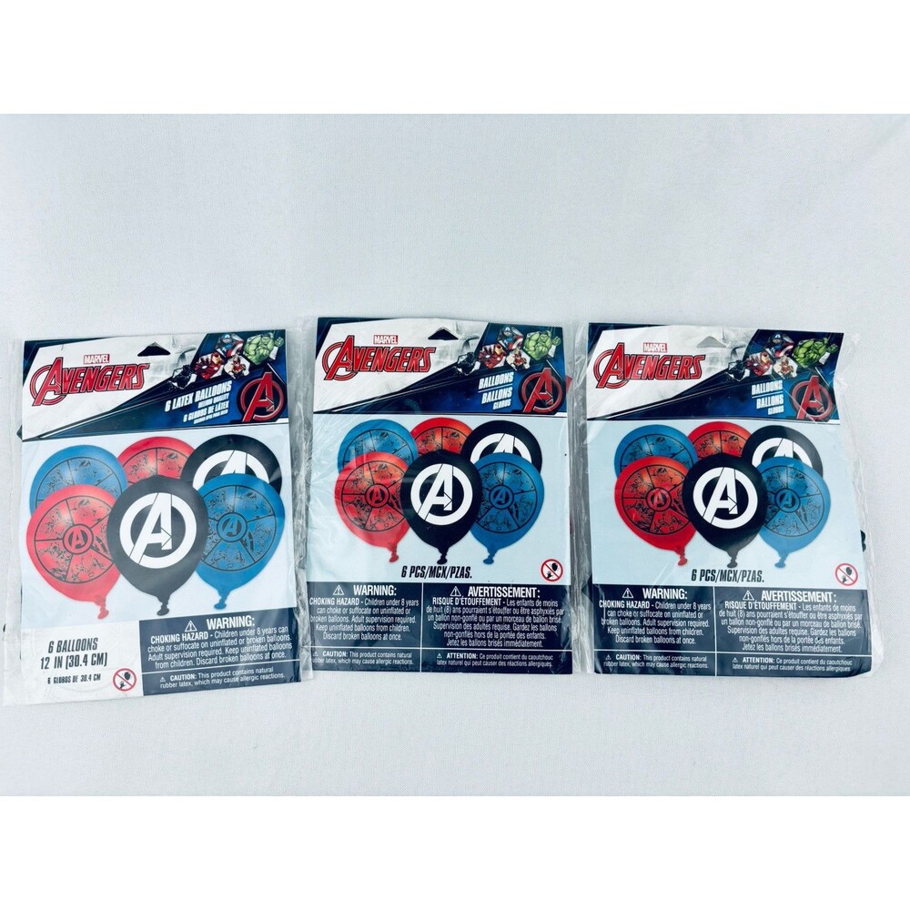 Marvel Avengers Latex 12" Balloons Assorted Colors - Lot Of 3 - Birthday Party